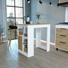 Load image into Gallery viewer, Kitchen Island Three Open Side Storage Shelves And One Push-To-Open Cabinet - White / Macadamia

