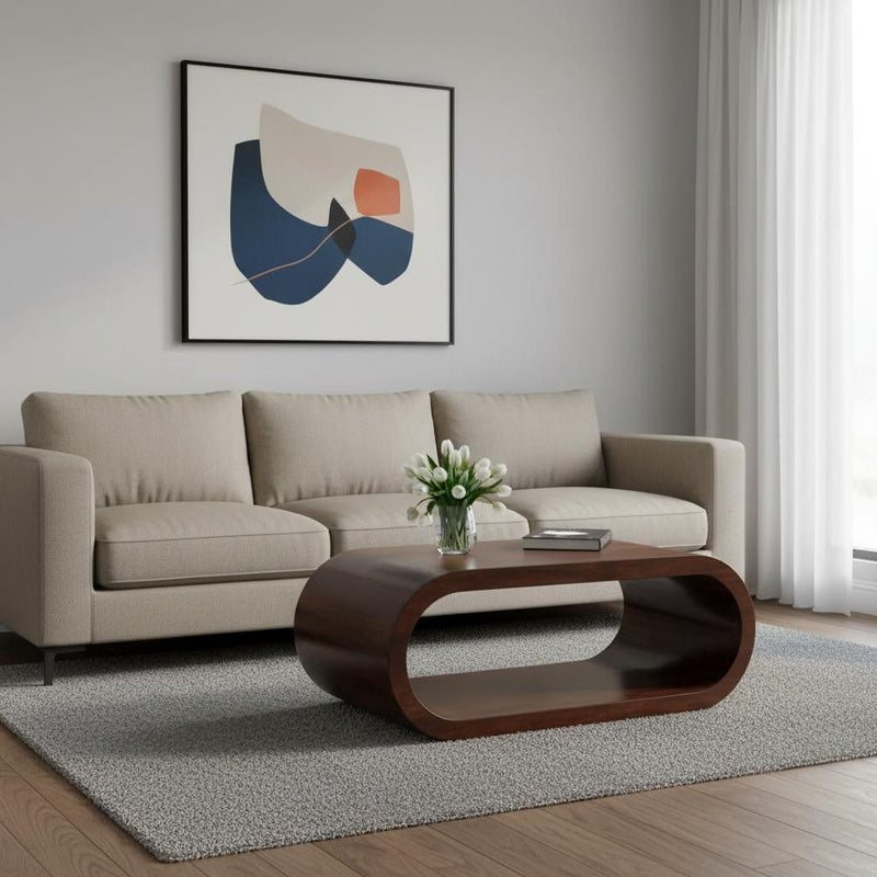 Solid Wood Floor Shelf Coffee Table With Shelf - Walnut