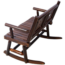 Load image into Gallery viewer, Rustic Outdoor Wood Rocking Bench Double Rocking Chair For 2 Persons With Curved Seat, Porch Rocker - Brown
