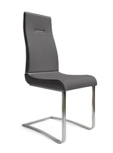 Load image into Gallery viewer, Upholstered Faux Leather Dining Side Chairs (Set of 2) - Dark Gray / Silver
