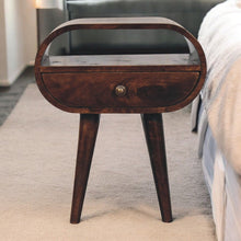 Load image into Gallery viewer, Circular Bedside Table With Open Slot - Walnut
