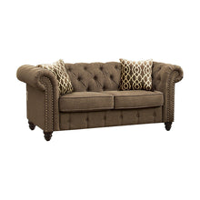 Load image into Gallery viewer, Linen Loveseat - Brown / Dark Brown
