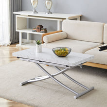 Load image into Gallery viewer, Modern Minimalist Multifunctional Lift Table With Metal Legs - White / Silver
