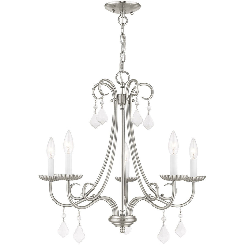22" Five-Light Dimmable Chandelier With Shades - Nickel