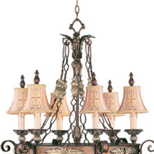 Load image into Gallery viewer, 39" Six Light Metal Dimmable Chandelier With Shades - Bronze / Cream
