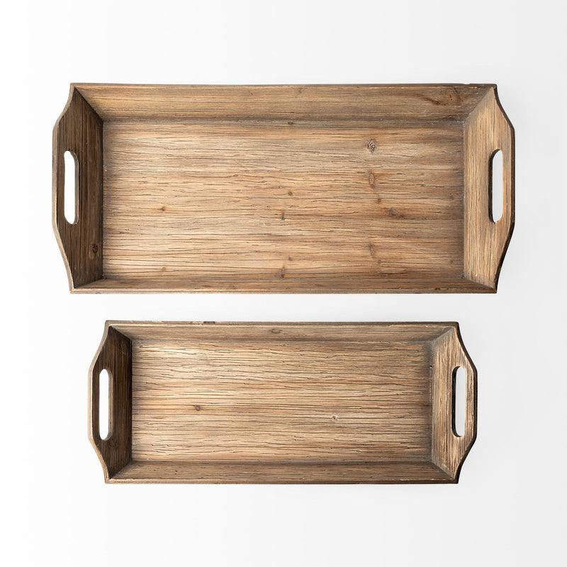 Wood With Grains And Knots Highlight Trays (Set of 2) - Natural / Brown