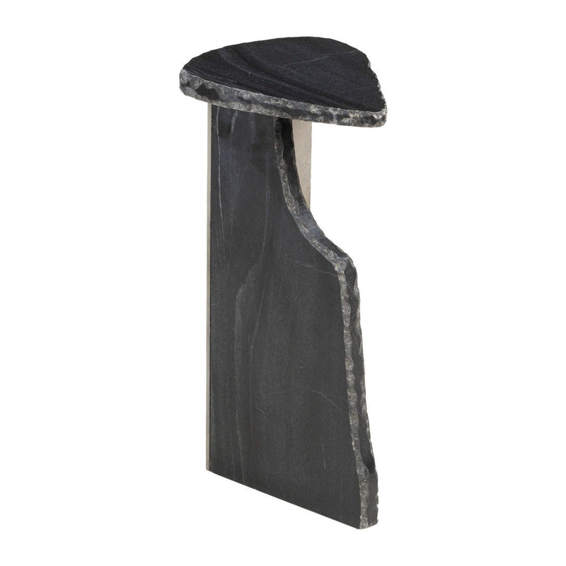 24" Marble Pedestal End Table - Black