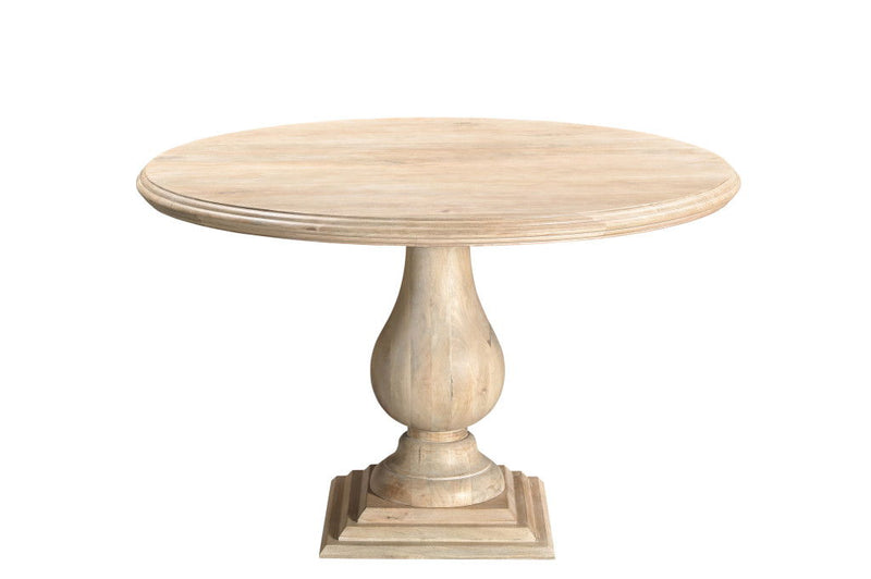 48" Solid Wood Pedestal Base Round Top Dining Room Table - Natural