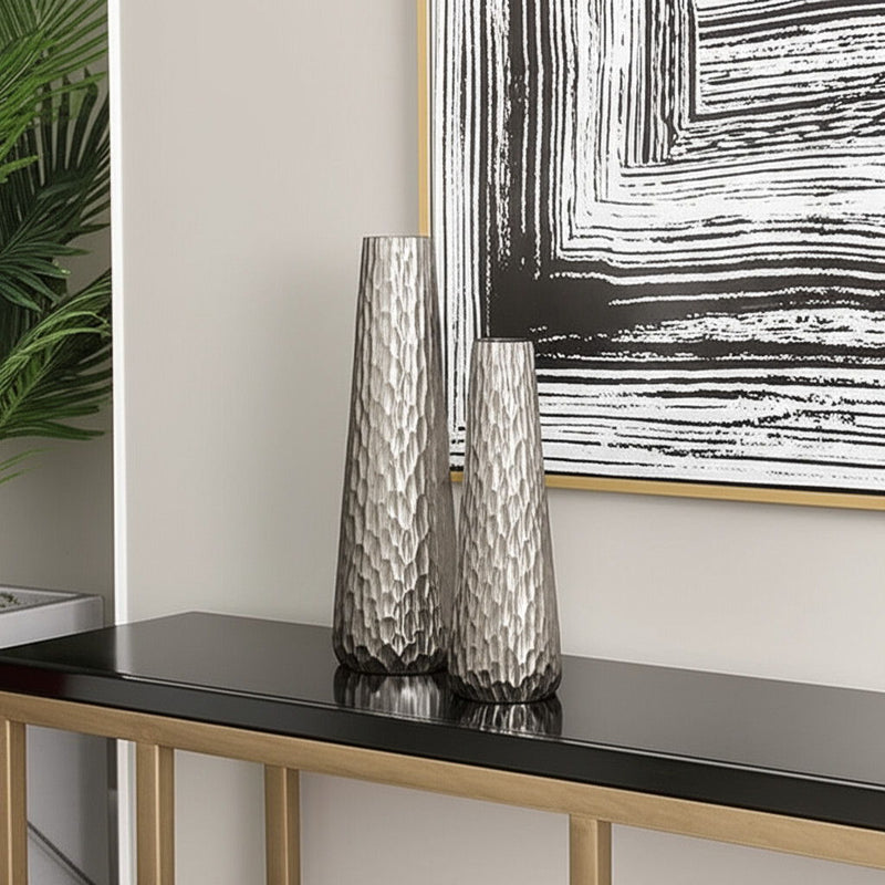 Textured Table Vases (Set of 2) - Silver