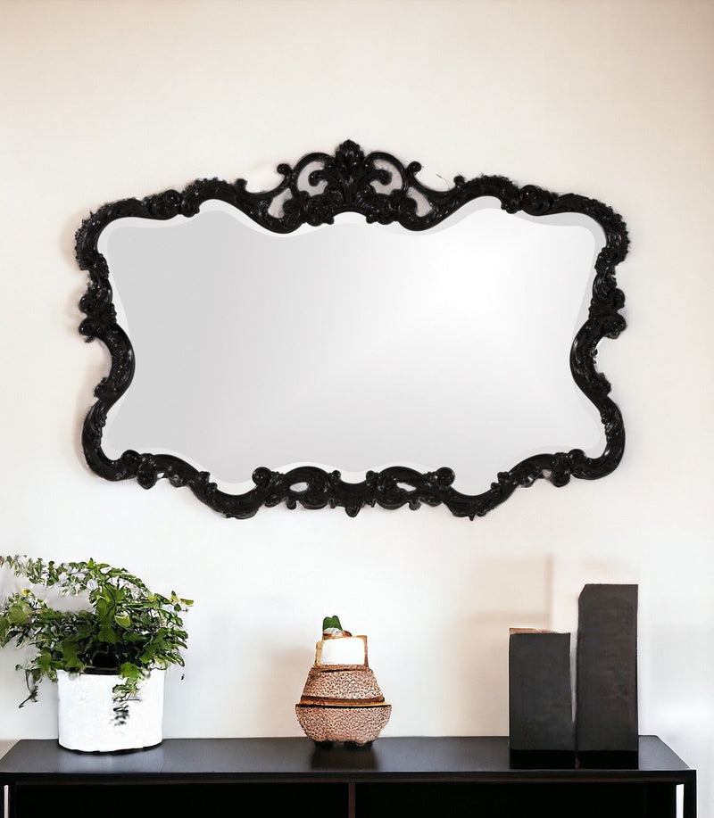 27" Ornate Scroll Framed Accent Mirror - Black