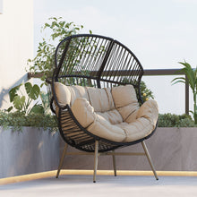 Load image into Gallery viewer, Cori - Outdoor Patio Egg Chair, With Cushion - Black / Khaki
