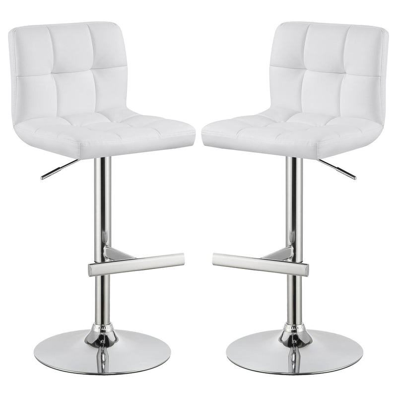 Lenny - Upholstered Adjustable Bar Stool (Set of 2) - White