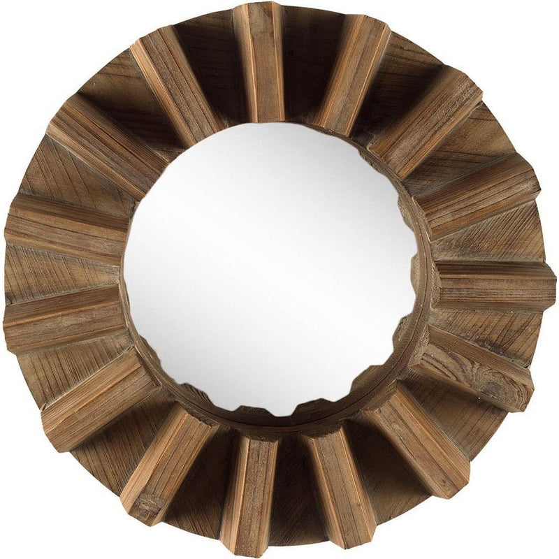 Sprocket 17" Round Frame Wall Mirror - Walnut