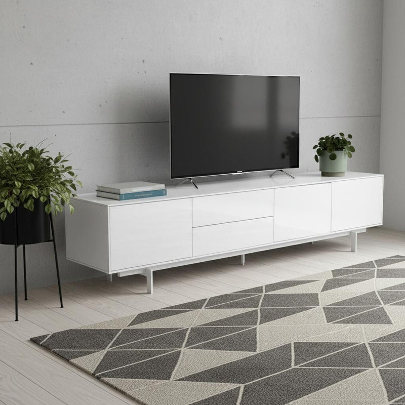 ManufactuRed / Wood Cabinet Enclosed Storage TV Stand - White