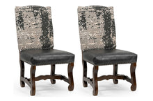 Load image into Gallery viewer, Solid Wood Upholstered Chenille Leather Dining Side Chairs (Set of 2) - Black / Brown / Gray
