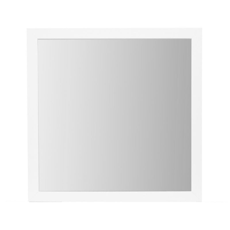 Wood Square Dresser Mount Framed Mirror - White