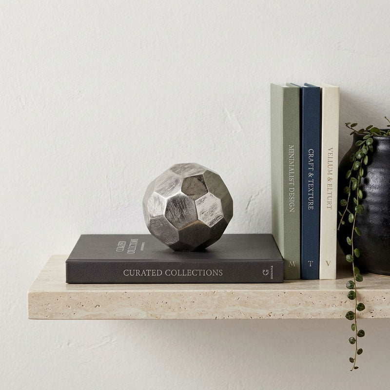 Rough Hewn Faceted Sphere - Silver