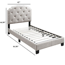 Load image into Gallery viewer, Button Tufted Bed With Nailhead Trim

