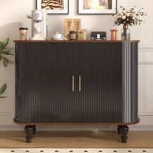 Load image into Gallery viewer, Fluted Liquor &amp; Coffee Bar Cabinet With 6 Wine Racks And 3 Glass Holders
