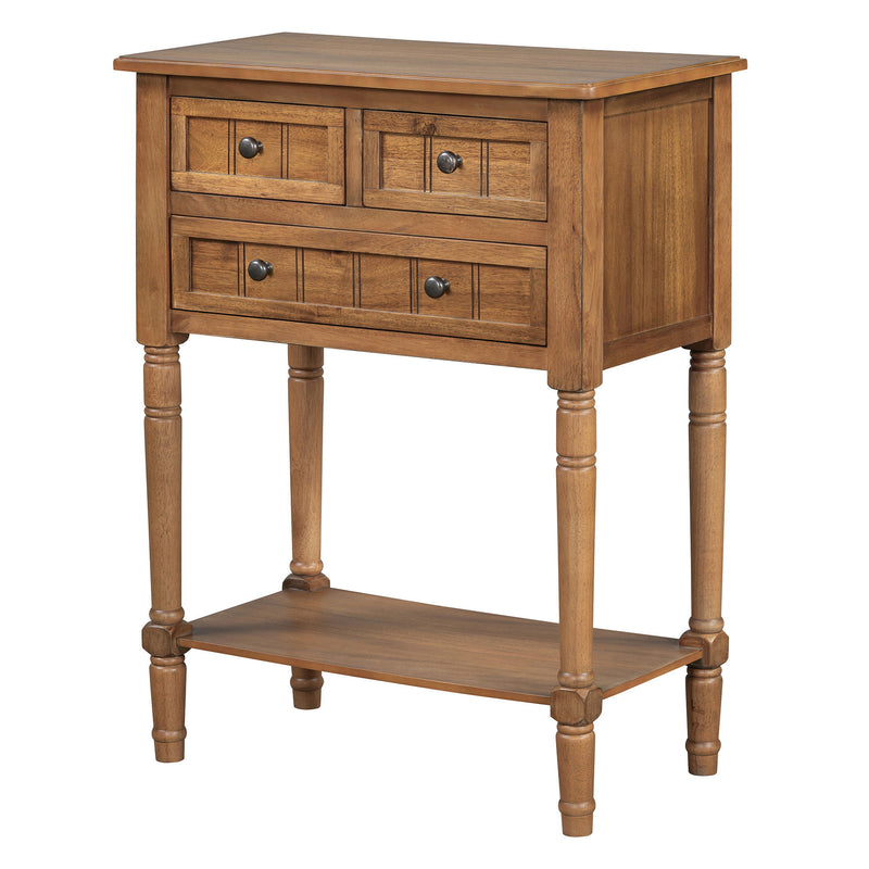 Console Table With Shelf Three Drawers - Natural