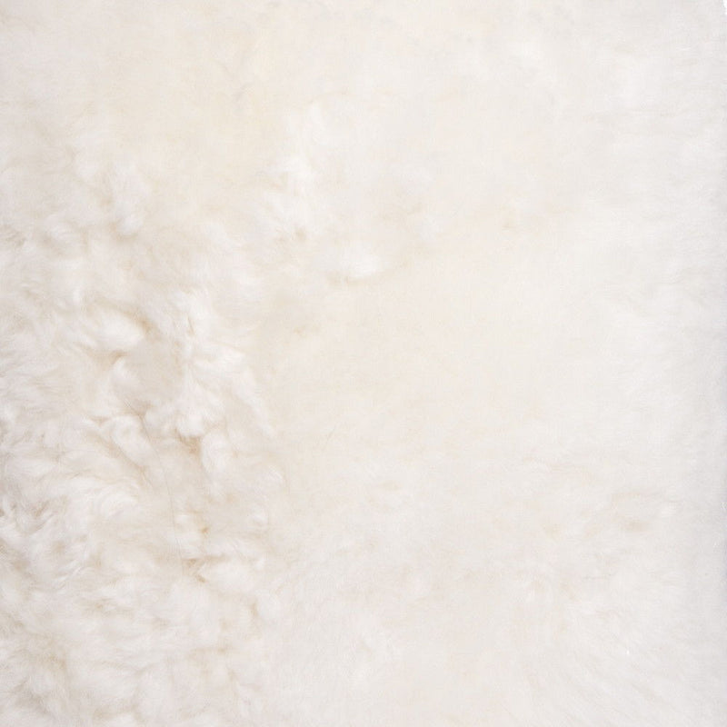 Short Hair Sheepskin Stump Pouf - White