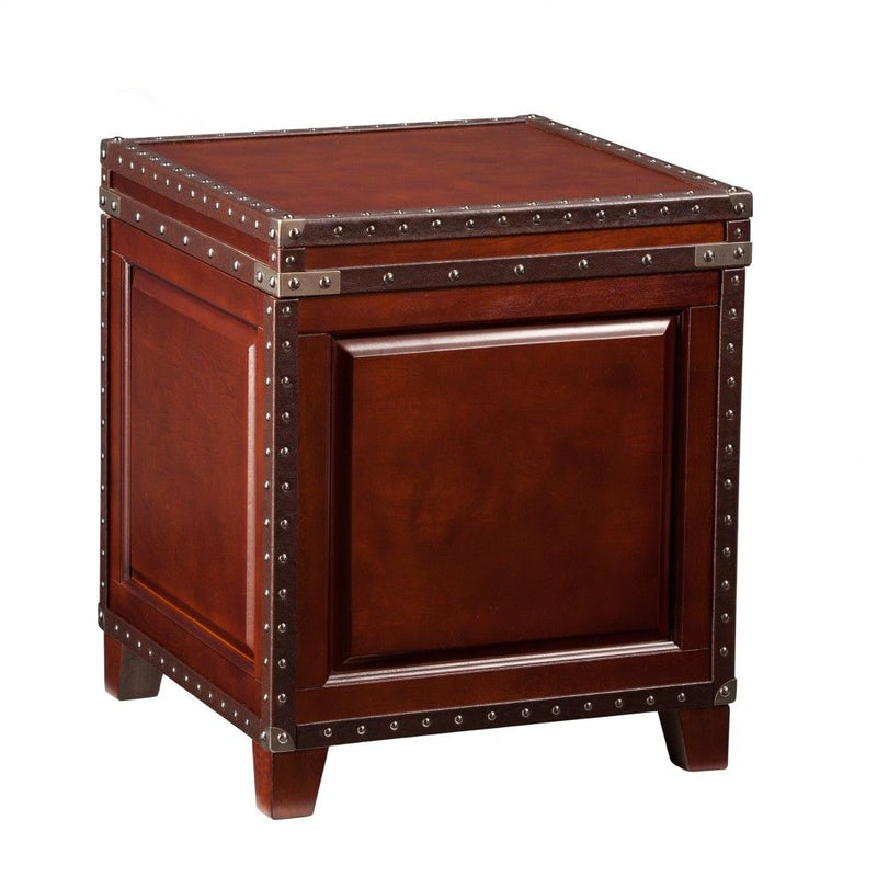 Wood Solid Wood Square End Table Trunk Storage - Brown
