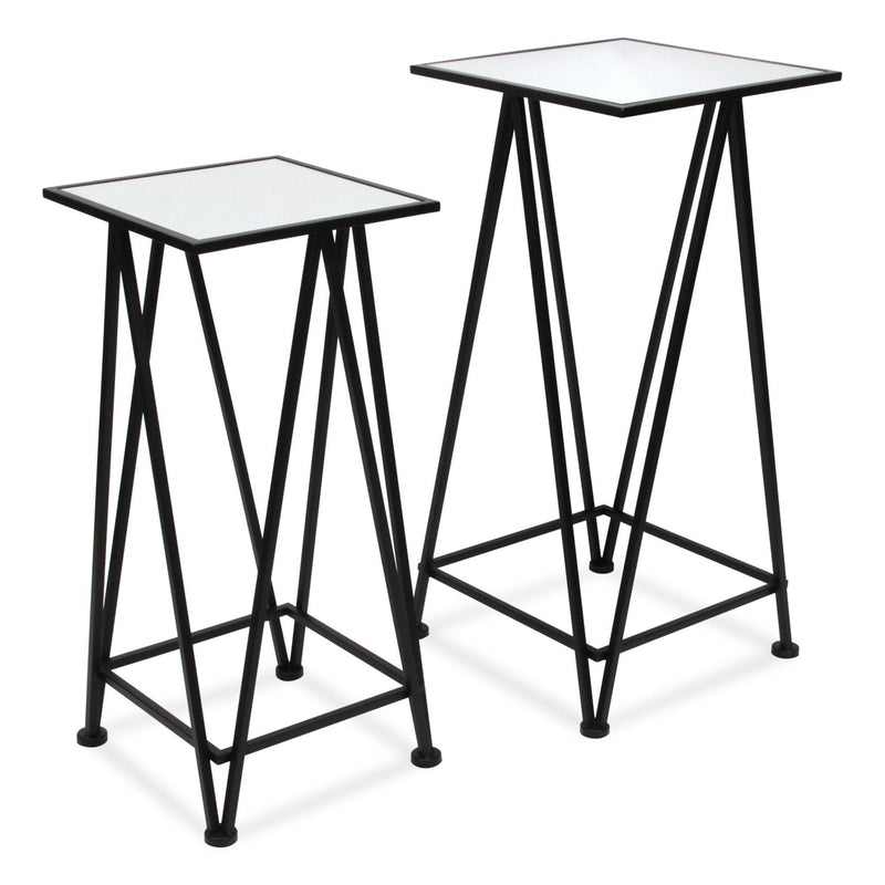 Mirrored Square Nested Tables (Set of 2) - Silver