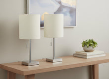Load image into Gallery viewer, Metal Candlestick USB Table Lamps With Ivory Drum Shade (Set of 2) - Silver
