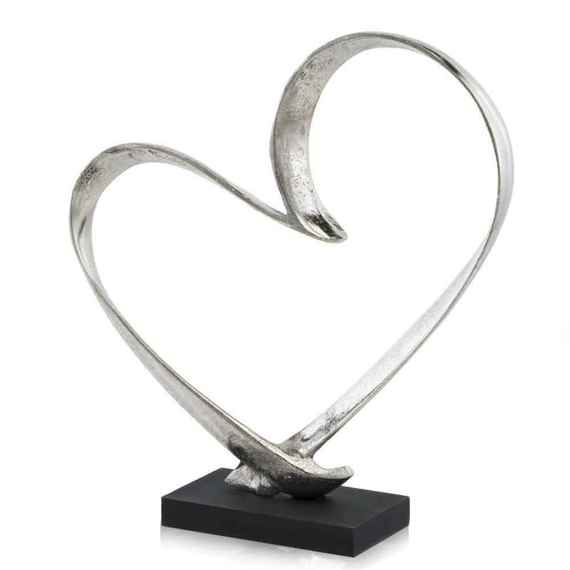 Raw Heart Sculpture - Silver / Black