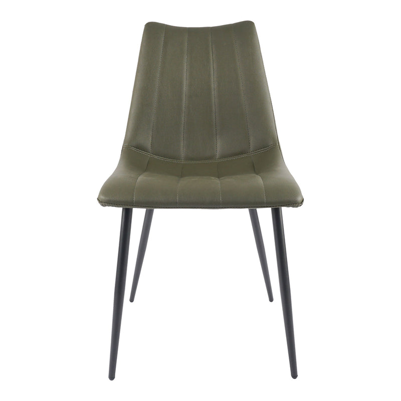 Upholstered Faux Leather Dining Side Chairs (Set of 2) - Dark Green