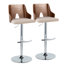 Load image into Gallery viewer, Ariana - Mid Century Modern Adjustable Barstool Stool With Swivel With Rounded T Footrest (Set of 2)
