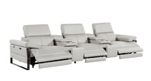 Load image into Gallery viewer, Top Grain Leather Reclining Metal USB Sofa (720341) - Light Gray
