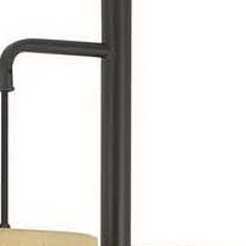 Three Light Traditional Shaped Floor Lamp With Beige Drum Shade - Bronze