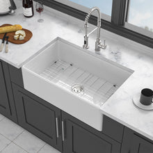 Load image into Gallery viewer, Ceramic Farmhouse Sink With Deep Basin And Stainless Steel Grid
