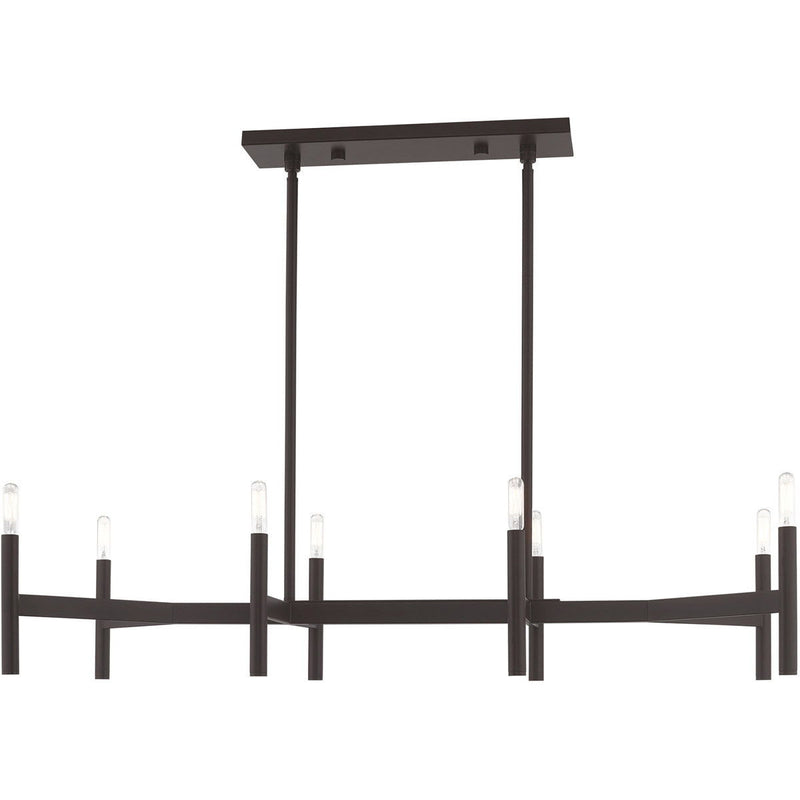19" Eight Light Dimmable Chandelier With Shades - Bronze