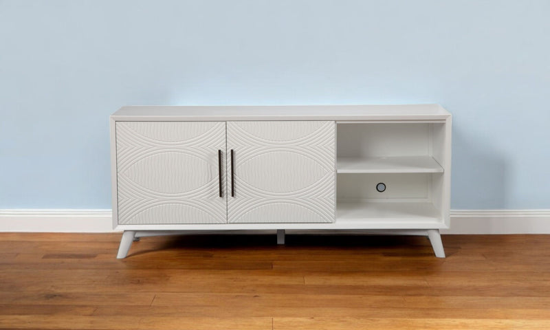 Mahogany Solids & Veneer Open Shelving TV Stand - White