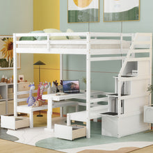 Load image into Gallery viewer, Full over Full Size Bunk with staircase,the Down Bed can be Convertible to Seats and Table Set,White
