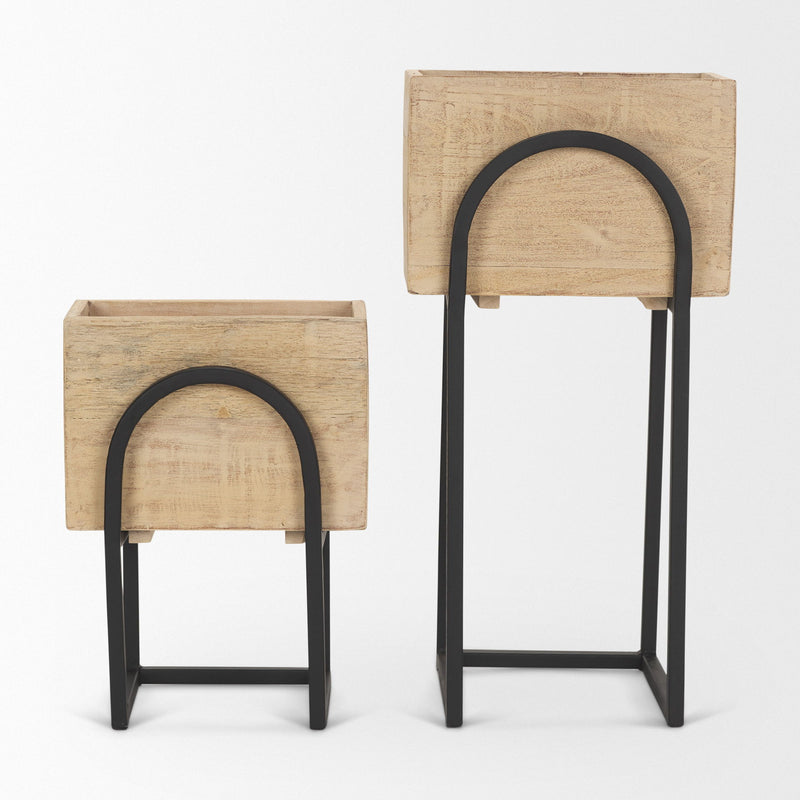 Rectangular Urn Planters (Set of 2) - Black