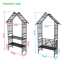 Load image into Gallery viewer, Garden Arch With Bench Turned Into Flower Stand Climbing Plants Support Outdoor - Black

