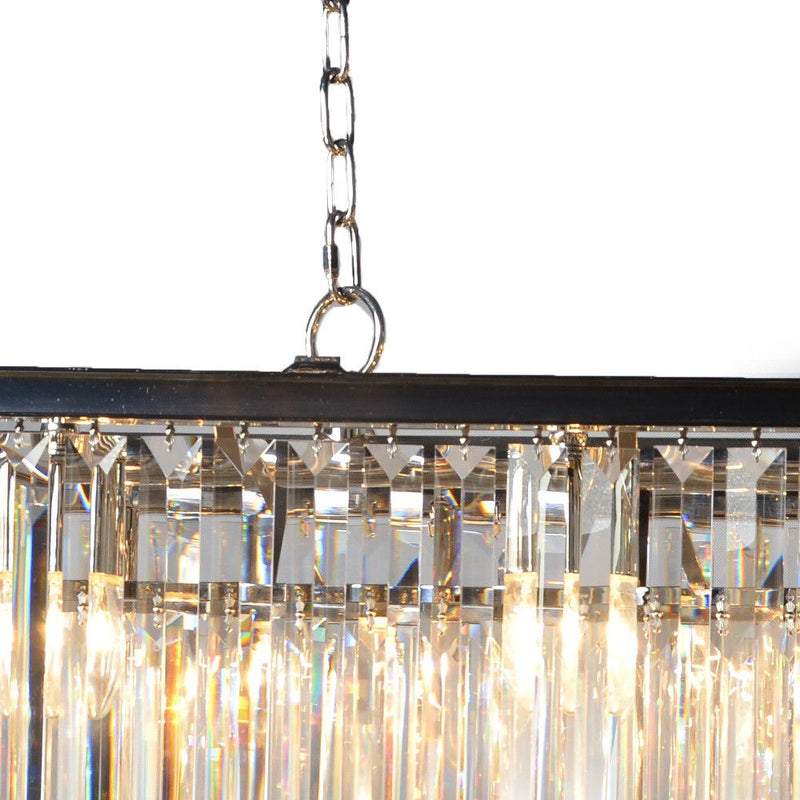 Unique Statement Eight Light Metal Crystal Glass Chandelier With Shades - Black