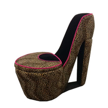 Load image into Gallery viewer, 32.86" Faux Suede Animal Print Side Chair - Brown
