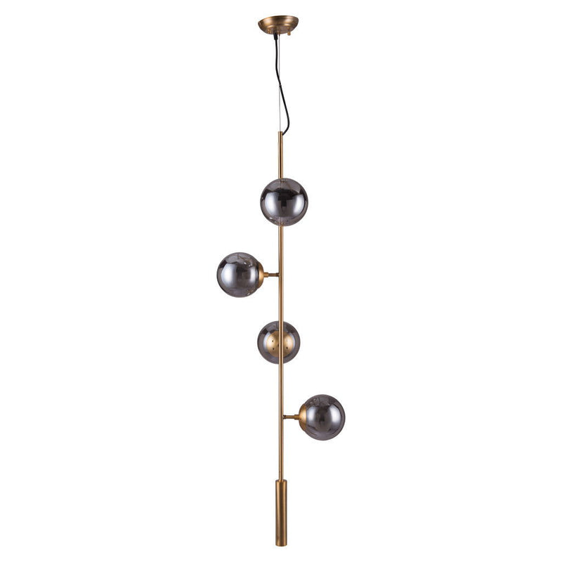 Shaded Four Light Metal Dimmable Ceiling Light With Clear Shades - Gold