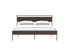 Load image into Gallery viewer, Ceres Metal Bed, Black with Walnut wood Headboard&amp;Footboard, King
