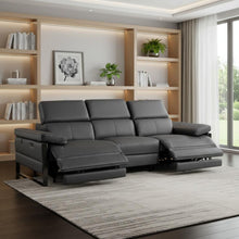 Load image into Gallery viewer, Top Grain Leather Reclining Metal USB Sofa (720324) - Dark Gray
