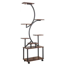 Load image into Gallery viewer, 8 Tier Indoor Plant Stand With Grow Lights, S Shaped Metal Shelf For Multiple Plants - Black / Dark Walnut

