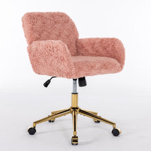 Load image into Gallery viewer, Office Chair, Artificial Rabbit Hair Home Office Chair With Metal Base, Adjustable Desk Chair Swivel Office Chair, Vanity Chair

