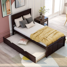 Load image into Gallery viewer, Platform Bed With Twin Trundle, Twin Size - Espresso

