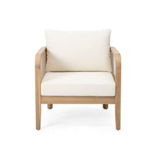 Load image into Gallery viewer, Outdoor Acacia Wood Patio Club Chair, Textilene Patio Furniture, Waterproof Thick Cushion Deep Seating For Porch, Garden, Backyard, Balcony, Weight Capacity 400Lbs, Light Teak - Beige
