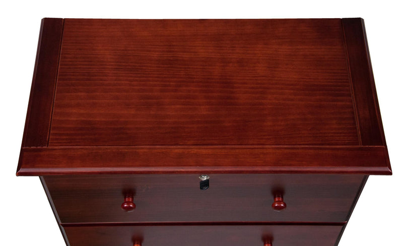 Solid Wood Five Drawer Dresser - Mahogany