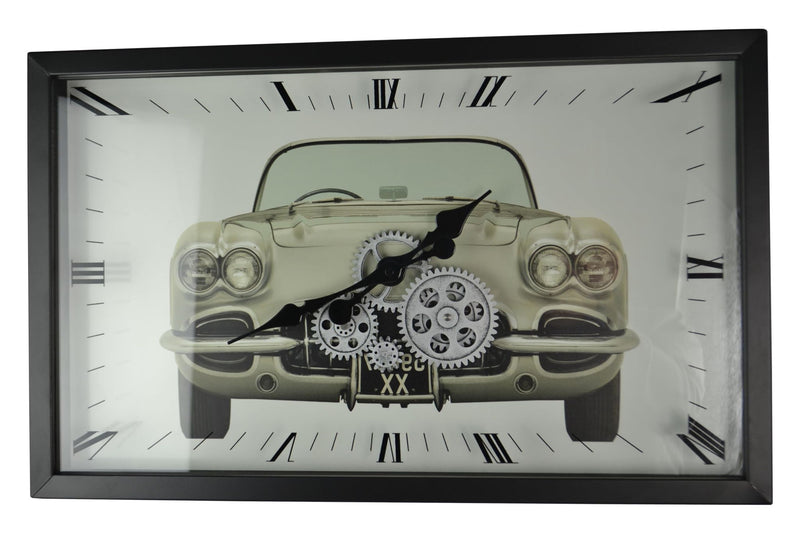 Silent Analog Exposed Gear Wall Clock - Black / Silver / White
